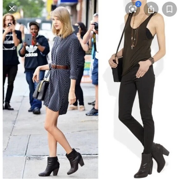 Rag&Bone Newbury Ankle Bootie Boot Heel Back Zip Black Leather Round Toe… - Picture 10 of 10